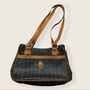 Kenzia Black Leather Monogrammed Shoulder Bag